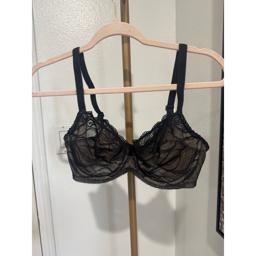 Wacoal Halo Lace Underwire Bra Black Nude 855115 Size 32DD